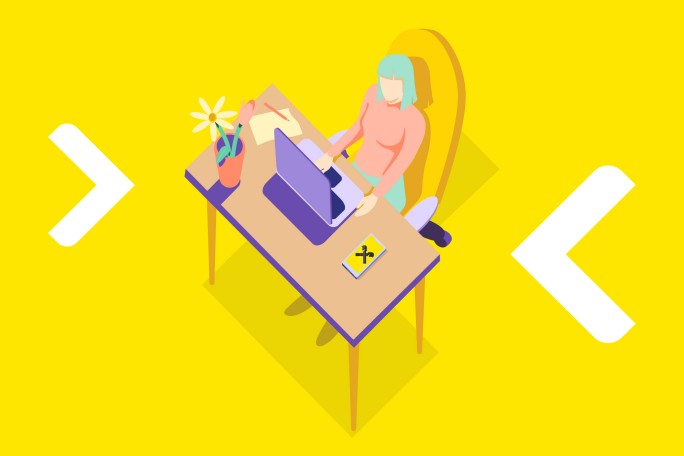 Woman who works from home