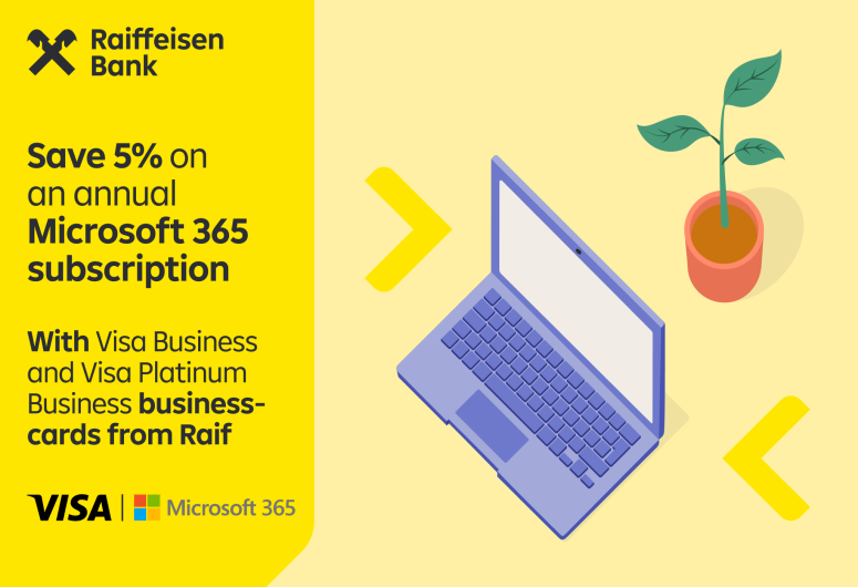 Get -5% off an annual Microsoft 365 subscription with Visa business-cards from Raif 💳✨ | Raiffeisen Bank Aval