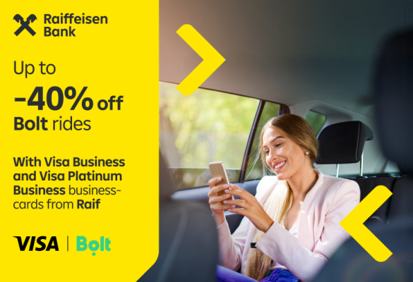 🚖 Up to 40% off rides with Bolt using Visa Business and Visa Platinum Business cards from Raif 💳