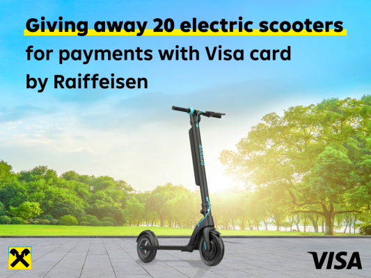 Make purchases with Visa salary card from Raif and get a chance to win an electric scooter!