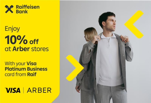 🧥 ✨ -10% at Arber Stores with Visa Platinum Business business-card from Raif! 💳